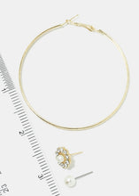 Load image into Gallery viewer, 3-Pair Rhinestone Flower &amp; Hoop Earrings
